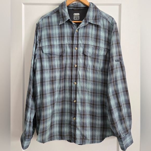 Columbia Titanium Men's Large Blue Plaid Shirt 69724 - Picture 1 of 16